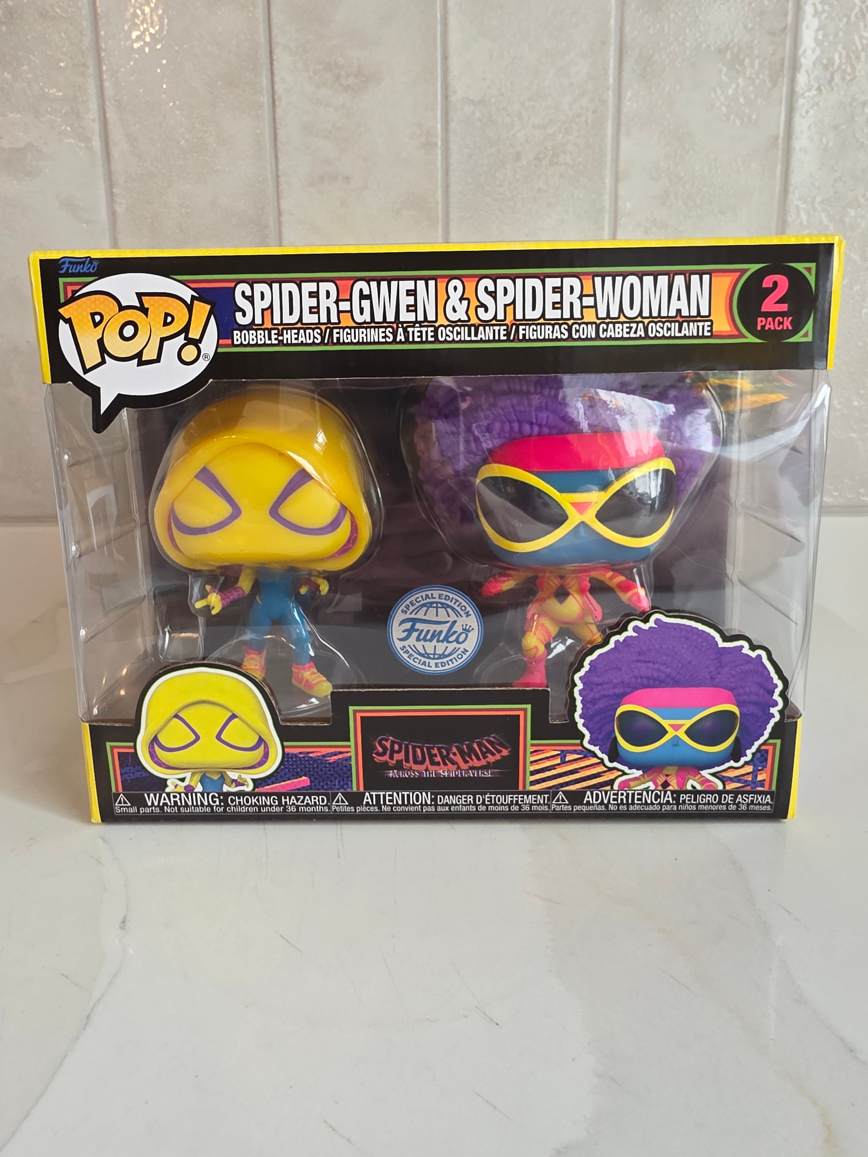 Funko Pop! 2 Pack Spider-Gwen and Spider-Woman (blacklight) (pre-owned) - Frog Vault Collectables