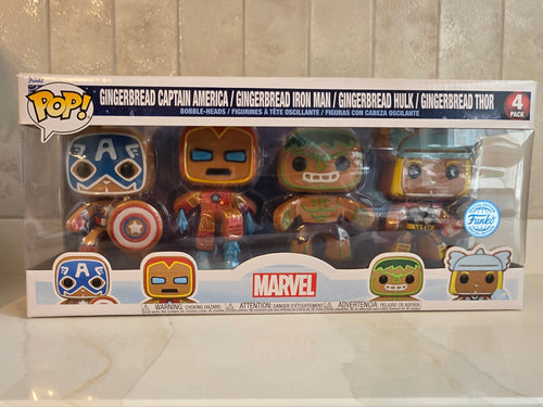 Funko Pop! 4-pack Gingerbread Captain America / Iron man / Hulk / Thor (pre-owned) - Frog Vault Collectables