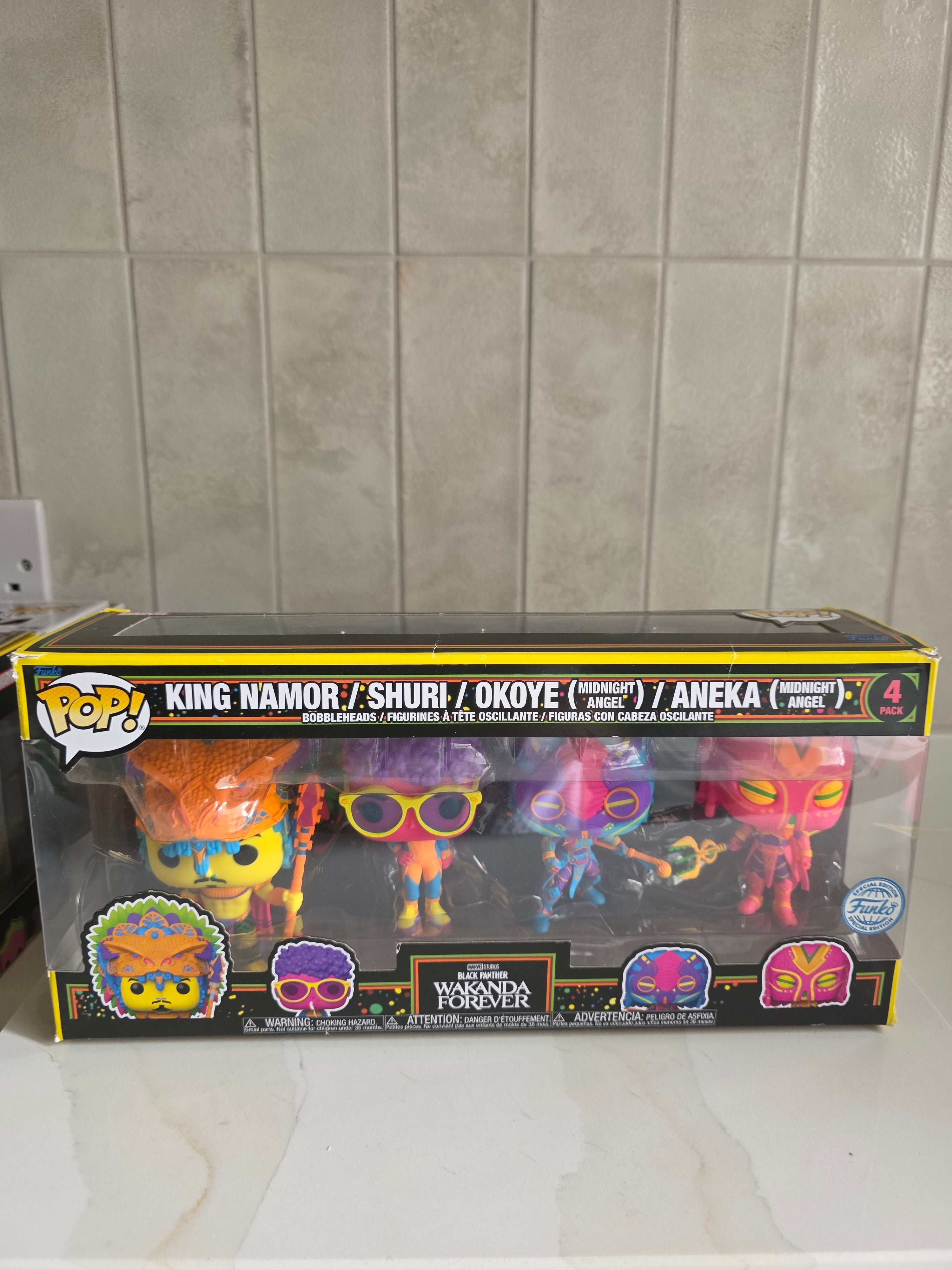 Funko Pop! 4 Pack Marvel Black Panther Wakanda Forever Black Light (pre-owned) - Frog Vault Collectables